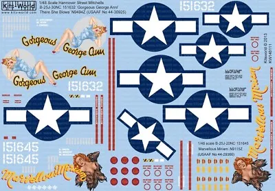 Warbird Decals Kits World 148111 1/48 B25J Gorgeous George Ann/There She Blows • $18.99