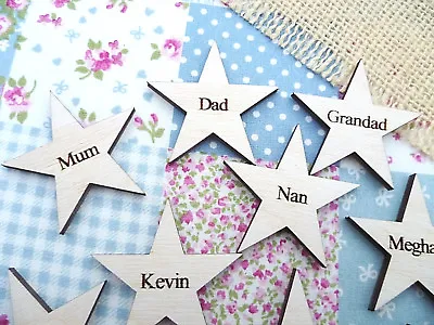 £5.45 • Buy Wooden Engraved Stars Personalised Wedding Christmas Star Gift Tags (40mm)