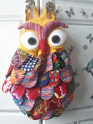 Stunning Handmade Quilted Colourful Material Owl Backpack Bag • £19.99