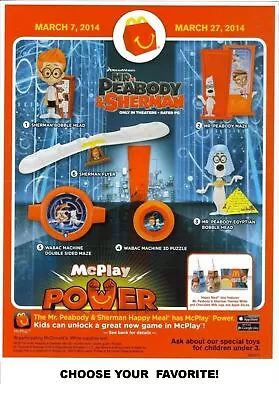 McDonald's 2014 Mr. Peabody & Sherman Movie Collectible Toys-Pick Your Fav! • $9