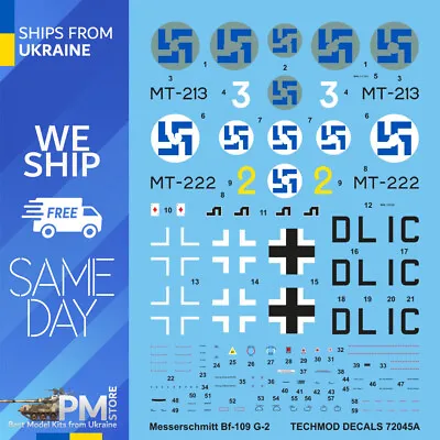 Techmod 72045 1/72 Decal For Messerschmitt Bf-109G-2 Accessories For Aircraft • $18.99