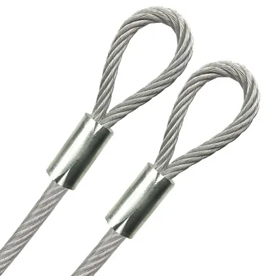 Looped End 3/16  Vinyl Coated Galvanized Steel Cable 7x19 1/8  Core 1ft - 70ft • $12