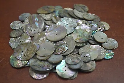 100 Pcs Assort Mix Drilled Round Abalone Shell Blank Buttons #t-2247 • $40