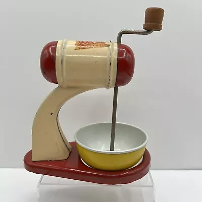 Vintage DELTA Detroit Child's Toy Mixer W/Handle & Bowl (1940-50's) Cream & Red • $20