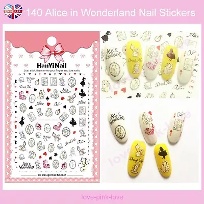 🌸ALICE IN WONDERLAND 140 3D Nail Art Stickers Decals Transfers Kawaii UK🌸 • £2.99