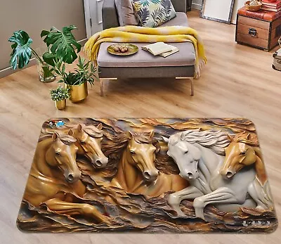 3D Carved Horse ZHUA2409 Game Non Slip Rug Mat Photo Carpet Vera • $57.78