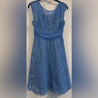 Excellent Condition Anthropologie Moulinette Soeurs Blue Lace Dress Size 6 • $35