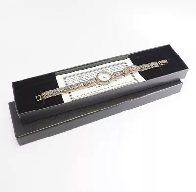 Jasco Vintage Sterling Silver Marcasite Elegant Wristwatch Watch • $102.86