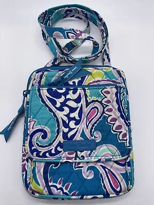 Vera Bradley RETIRED Teal Waikik Paisley Quilted Flap Mini Hipster Crossbody Bag • $14.99