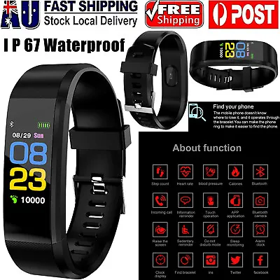 $21.99 • Buy Smart Band Watch Fitness Bracelet Tracker Blood Pressure Heart Rate Pedometer AU