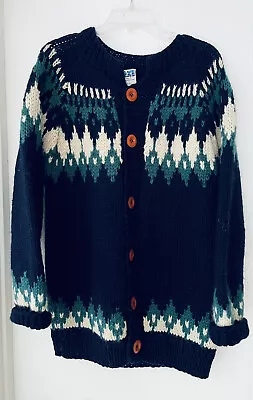 Mint Vintage Blue Seas Knitwear Icelandic Handmade Wool Sweater GREECE Unisex M • $42.30