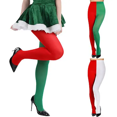 Womens Pantyhose Vibrant Color Tights Two Toned Stockings Party Costume Prop • $6.64