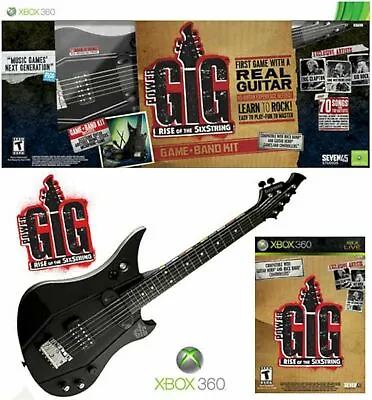 XBox 360 POWER GIG Guitar Bundle Set In Box Rise Of SixString Electric Microsoft • $42.70