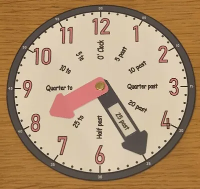 £3.95 • Buy Tell The Time TEACHING CLOCK Learn To Tell The Time - (Pink & Purple)