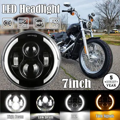 7  Inch LED Headlight DRL Angel Eyes For Harley-Davidson Honda Yamaha Motorcycle • $27.05