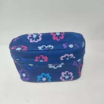 Vera Bradley Ellie Flowers Purple Floral Top Zip Cosmetic Case Retro Makeup Bag • $16