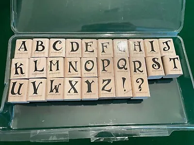 VTG 1997 Stampin Up! Alphabet Appeal Upper Case Letters 28 Wooden Rubber Stamps  • $12.02