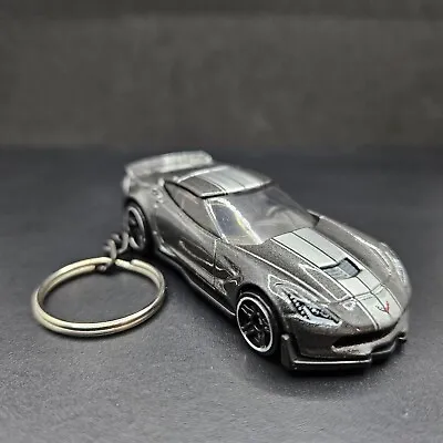 Hot Wheels Keyring Key Chain - Corvette C7 Z06 Dark Grey  2023 HW Then And Now • $5.91