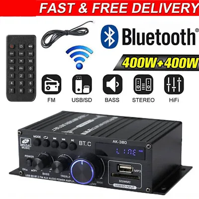 12V 800W Bluetooth HiFi Power Amplifier Mini Audio Digital Stereo FM AMP Remote • $22.88