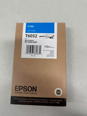 NIB EPSON T6052 CYAN K3 INK STYLUS PRO 4800 4880 ULTRACHROME 110ml NEW Exp 10/15 • $20