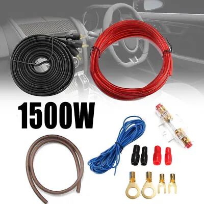 1500W 8 Gauge Car Power Amplifier Wiring Kit Audio Subwoofer AMP RCA Cable Wire • £7.49