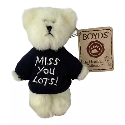 Vintage Boyds Bears Mini Message Miss You Lots 4 Inch White Bear Stuffed Animal • $45