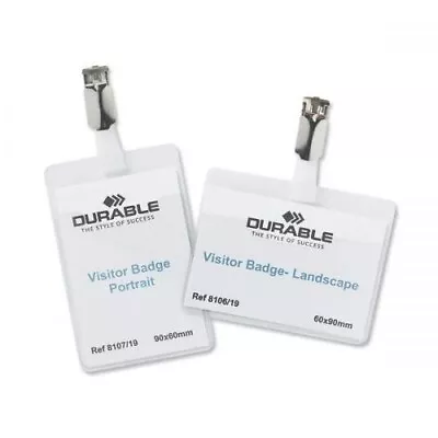 £17.50 • Buy 8107/19 Durable Visitors Name Badges With Rotating Clip 90x60mm Portrait Box 25
