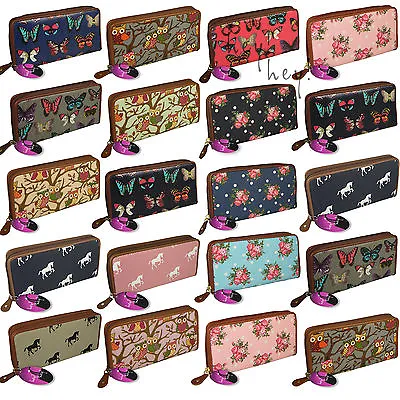 £9.99 • Buy Big Purse Ladies Large Long Wallet Card Holders Zipped Coin Womens Vintage Retro