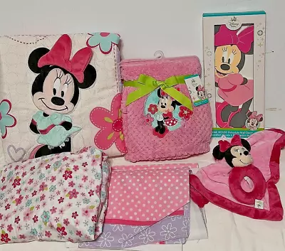 Disney Minnie Mouse 6 Piece Baby Crib Bedding Set Discontinued - SEE DETAILS 👓 • $95