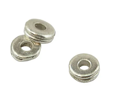 25 Flat Round Double Donut Metal Spacer Bead 6x2mm (59004-206) • £3.31