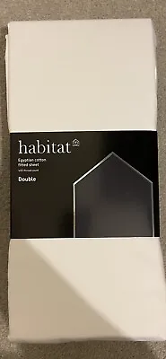 Habitat Egyptian Cotton Fitted Sheet- 400 Thread Count- Double Size- White- BNWT • £10