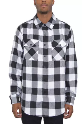 Mens Plaid Flannel Shirt Soft Button Down Collar Chest Pocket Great NEW Colors • $19.91