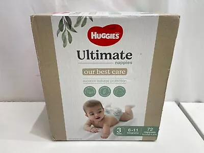 $24.99 • Buy NEW Huggies Ultimate Nappies Boys & Girls Size 3 (6-11kg) 72 Nappies RRP$45