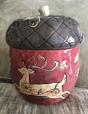 Certified International Cookie Jar By Susan Winget. Deer Acorn Canister • $20