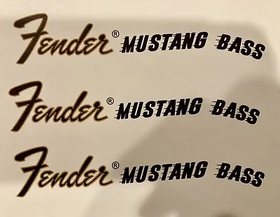 Fender Mustang Bass Modern Black/Gold Headstock Decal (3 Pcs.) • $10.95