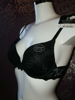 £19.99 • Buy 36D After Eden Lightweight Gel Lace Lingerie Bra & Brief Set, Black