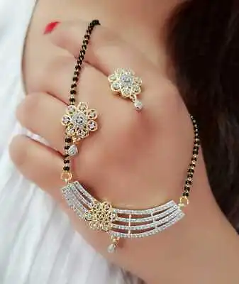$31.06 • Buy Mangalsutra Earrings Gold Plated Bridal Ethnic Wedding Jewelry