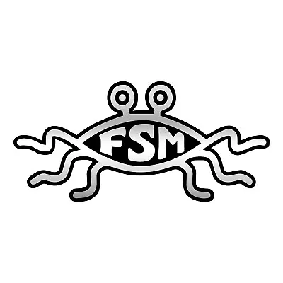 FSM Flying Spaghetti Monster Plastic Auto Emblem - [Silver][5 1/2'' X 2 1/2''] • $11.99