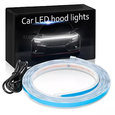 Universal Start Scan Dynamic WHITE BLUE LED DRL Hood Light Strip Daytime Running • $10.99