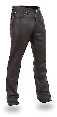 Milwaukee Leather LKM5790 Men's Black Classic 5 Pocket Leather Pants - Jeans • $114.99