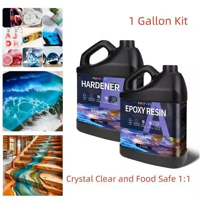Crystal Clear Epoxy Resin - 1 Gallon Kit - FDA Compliant Food Safe 1:1 By Volume • $48.99