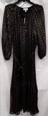 Veronica M Women's Ralgan Chiffon Maxi Golden Black Size S Dress • $24.99