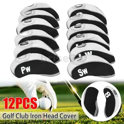 $21.95 • Buy 12 PCS PU Leather Head Cover Golf Iron Club Putter Headcover 3-SW Set 