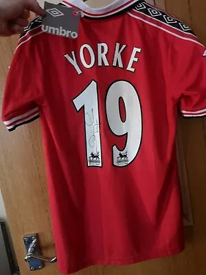 Dwight Yorke HAND SIGNED Manchester United Shirt (Proof Included) - Man Utd • £140
