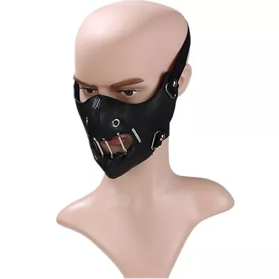 Gothic Half Face Mask Steampunk Mouth Mask Cool Biker Punk Cosplay Black Leather • $25.64