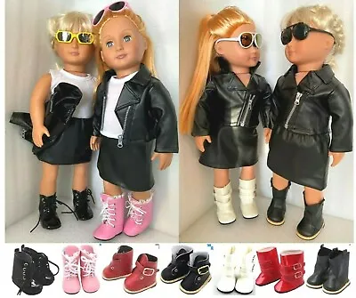 £10 • Buy 18  Doll Clothes Faux Leather Jacket Skirt Shoes.  Our Generation Baby Born AG