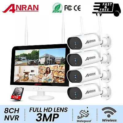 $75.99 • Buy Security Camera System WiFi CCTV With 12.5  Monitor 1TB Wireless 2way Audio Home