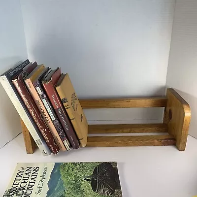 Vtg MCM Rustic Wood Table Top Book Shelf~Hand Craft~Desk Counter~Honey Beige 19” • $129