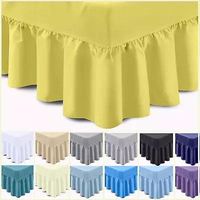 Luxury Egyptian Cotton 400TC Plain Dyed Frilled Deep Fitted Base Valance Sheet • £12.99