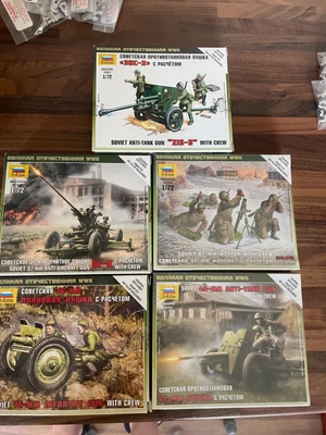 £15 • Buy Zvezda 1/72 WW2 Russian AA Gun, AT Guns X3 & Mortar Team Sets (RRP £30)